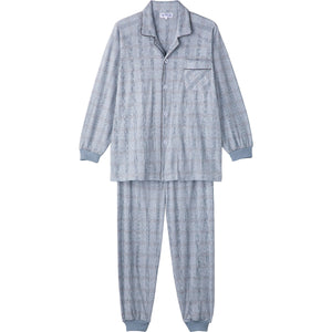 大きめボタンパジャマ 着替え簡単 ウエスト調節ゴム付き 通年 紳士用 GY S