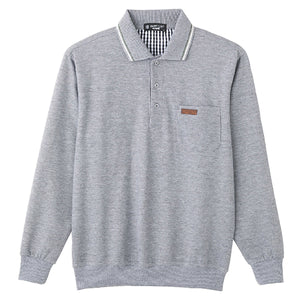 のびのび素材ポロ衿トレーナー 上下別売り 着心地快適 紳士用 GY 2L