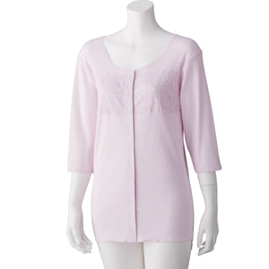 フロントレース7分袖ワンタッチインナー 綿100% 着心地快適 婦人用 LV M