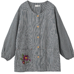 前開きスモック 汚れ防止 前開き脱ぎ着簡単 手口ゴム入り 通年 BKST M~L