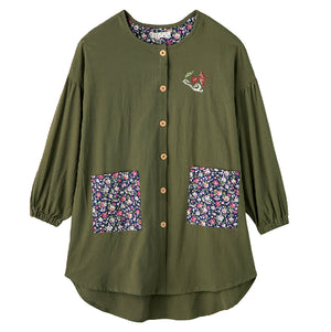 前開きスモック 汚れ防止 前開き脱ぎ着簡単 手口ゴム入り 通年 KH M~L