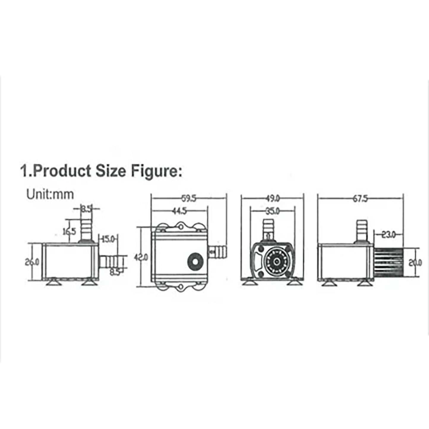 マイクロ循環ポンプ 可変流量式 USB電源 M5-5MC