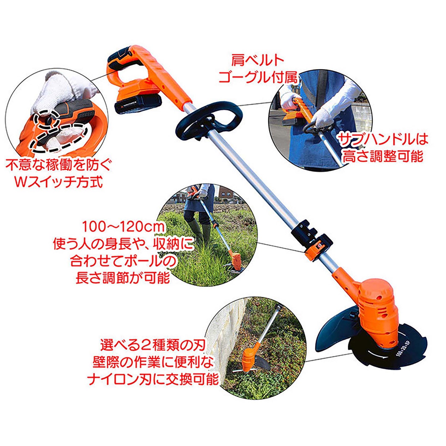 YARDFORCE 18Vコードレス電動草刈機 家庭用 充電式 軽量 静音設計