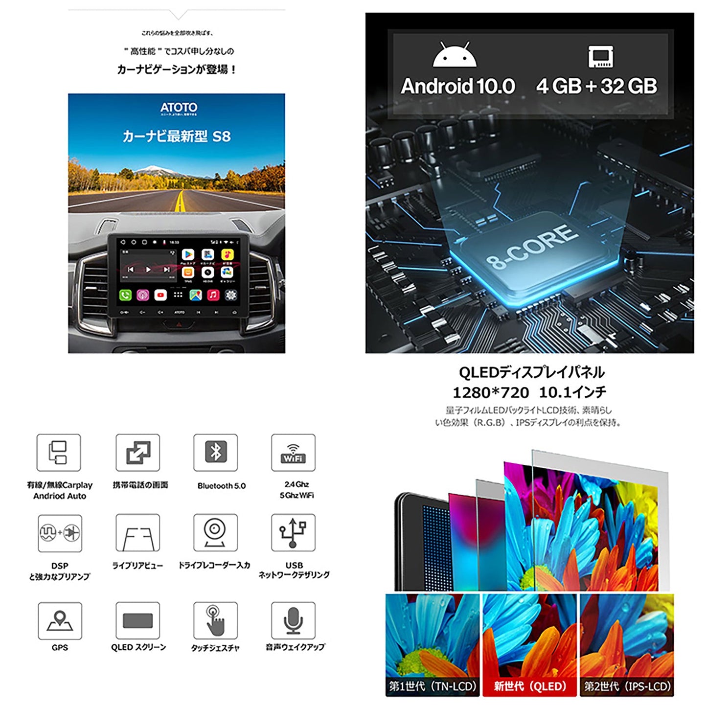 ATOTO S8G2114PM 10インチ 車載カーナビ 後付け カーオーディオ