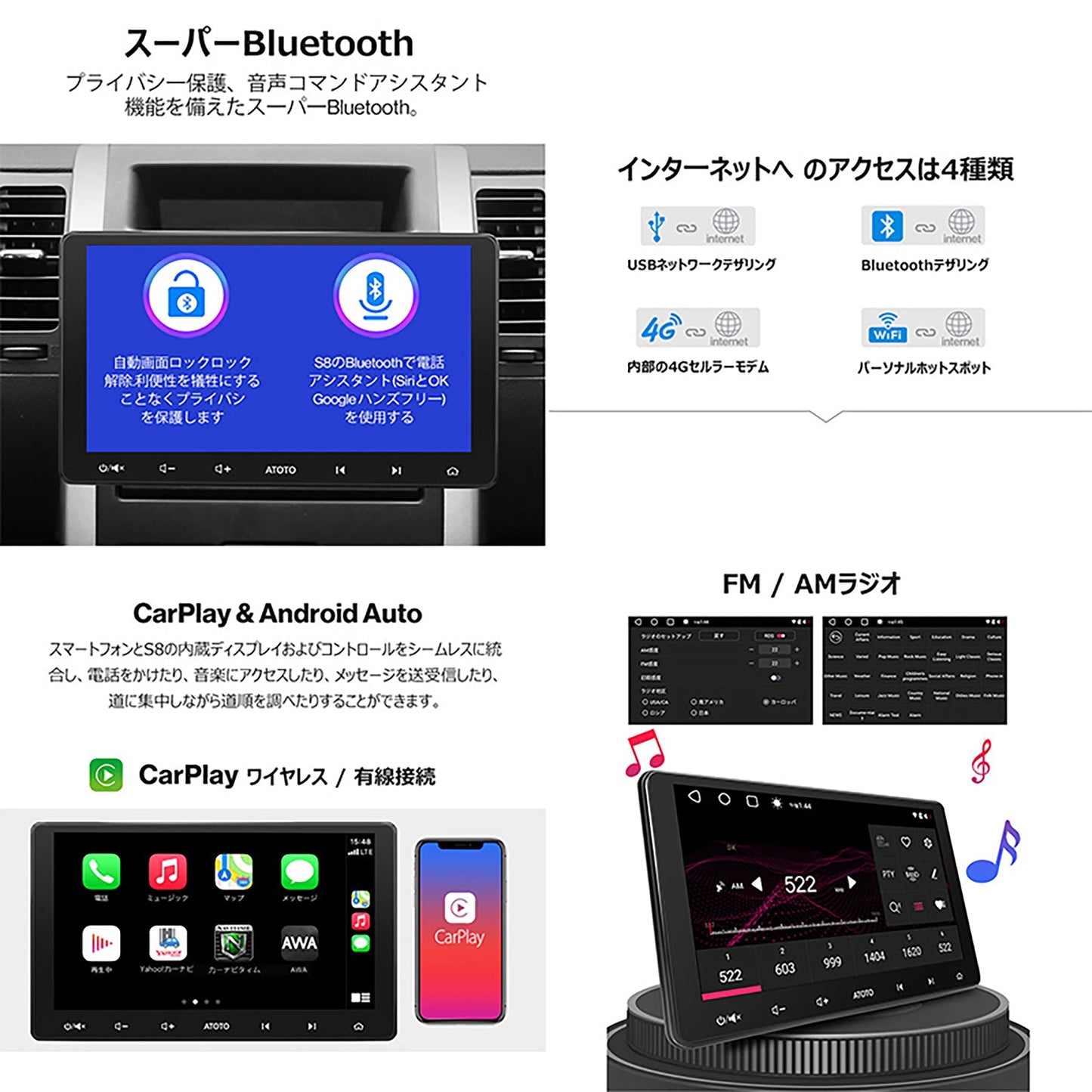 ATOTO S8U2118PR 10インチ カーナビ 2din 後付け カーオーディオ
