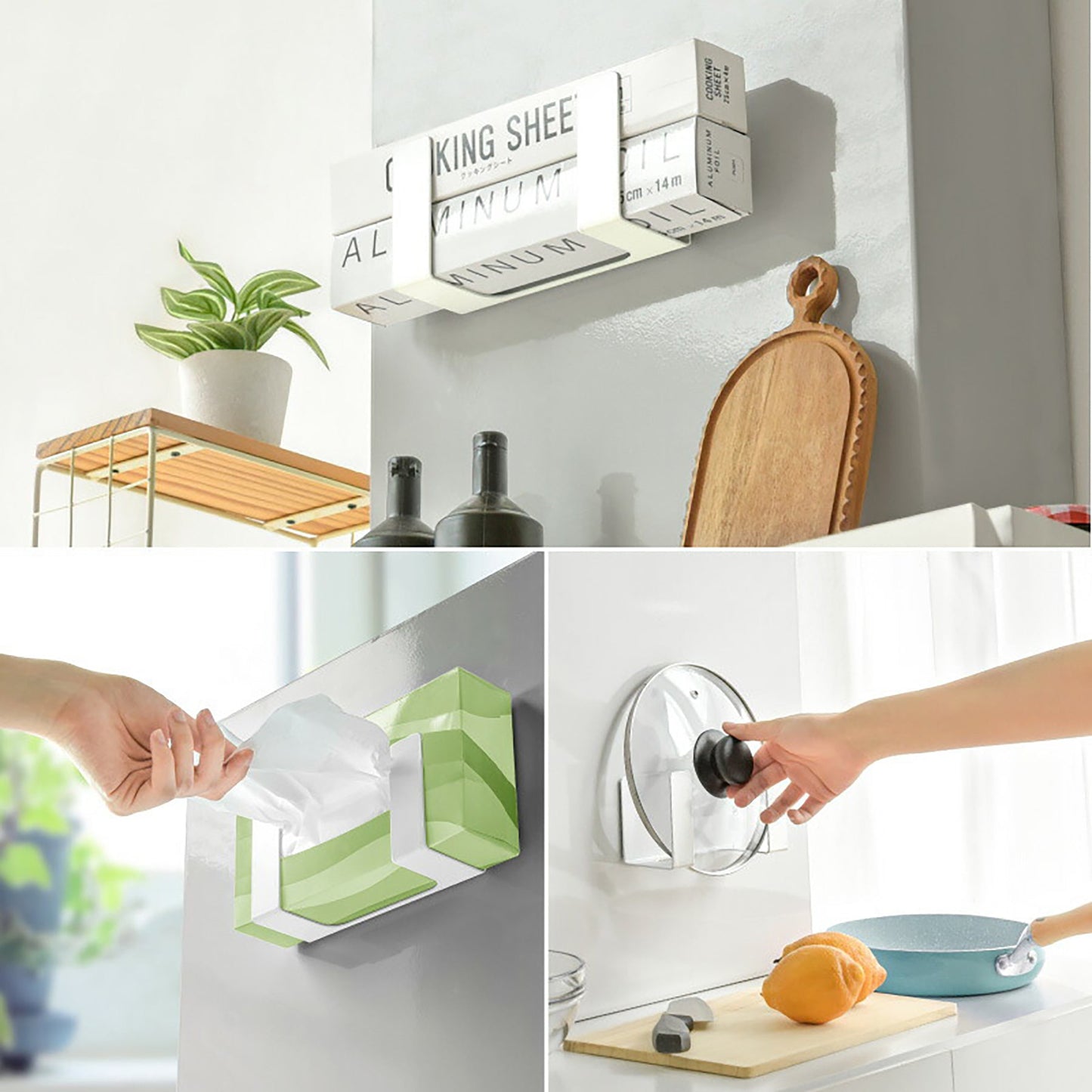 U字型鍋蓋ホルダー マグネット 強力 磁石 耐荷重1kg 省スペース 壁掛け