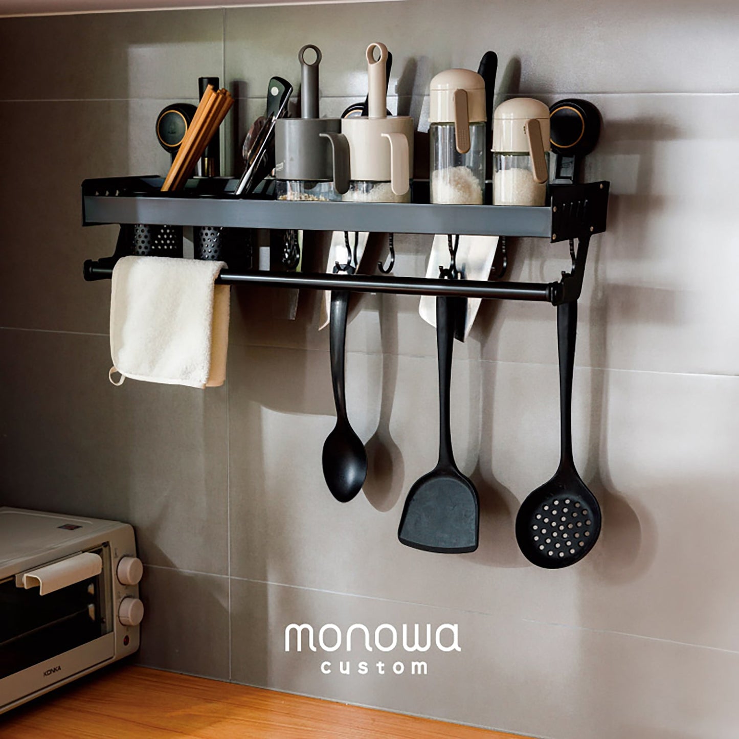 吸盤式2段収納キッチンラック 壁掛け式 穴開け不要 防水 取付簡単 強吸着