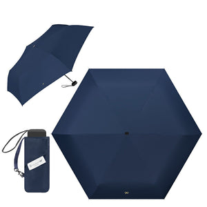 折りたたみミニ日傘 5段折り 超軽量 完全遮光 晴雨兼用 ネイビーリボン