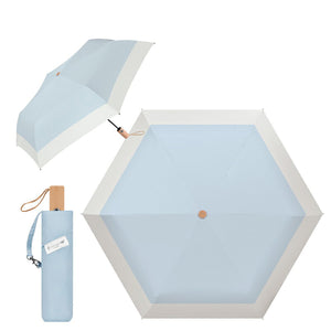 折りたたみ日傘 ワンタッチ自動開閉 軽量6本骨 完全遮光 ブルー/アイボリー