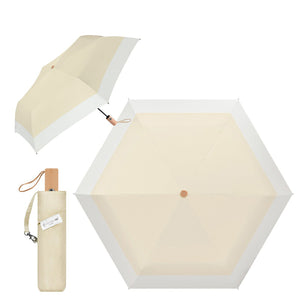 折りたたみ日傘 ワンタッチ自動開閉 軽量6本骨 完全遮光 ベージュ/アイボリー