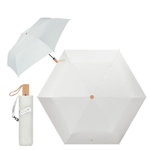 折りたたみ日傘 ワンタッチ自動開閉 軽量6本骨 完全遮光 アイボリーリボン