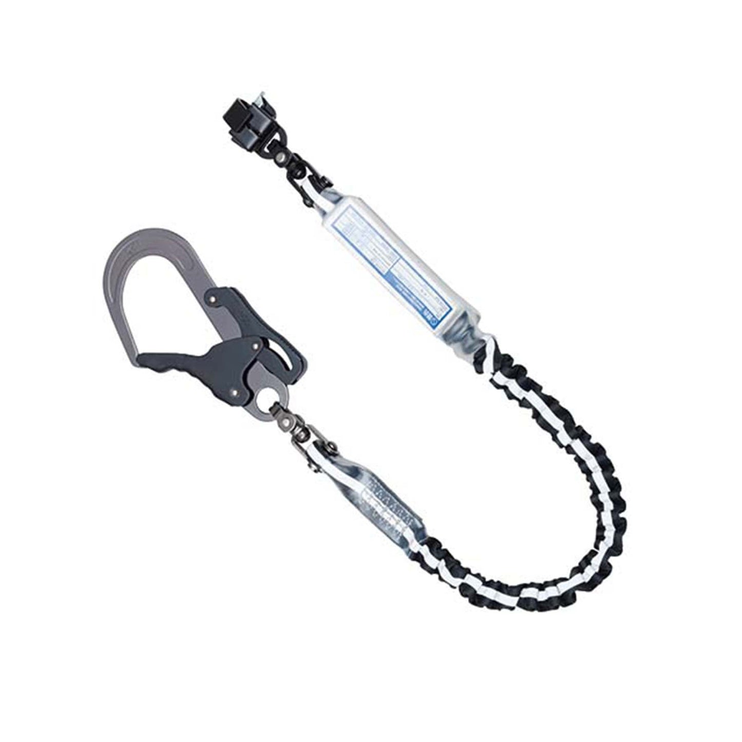 1丁掛スチールアルミフックじゃばら式ランヤード(反射テープ×黒)