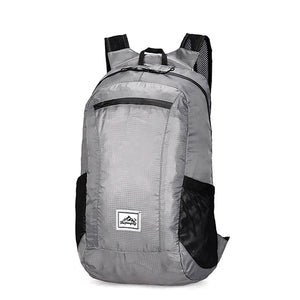 折り畳み撥水アウトドアバッグ グレー 軽量 コンパクト キャンプ 散歩 買い物 防災