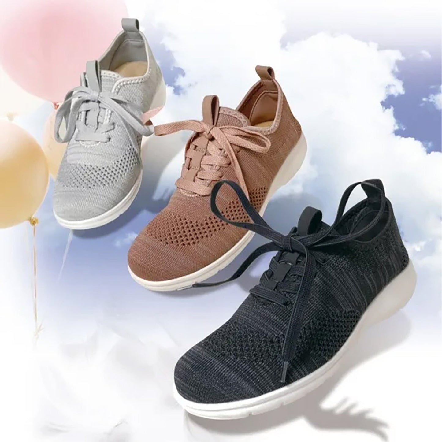 ラックラック 空飛ぶストレッチニットスニーカー のびのび生地 グレー 23cm