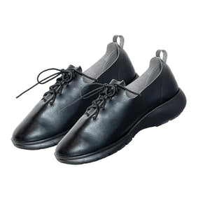 空飛ぶ撥水やわらかレースアップシューズ 超軽量 ストレッチ ブラック 24cm