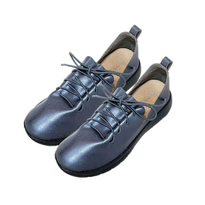 空飛ぶ撥水やわらかレースアップシューズ 超軽量 ストレッチ ブルーグレー 24cm