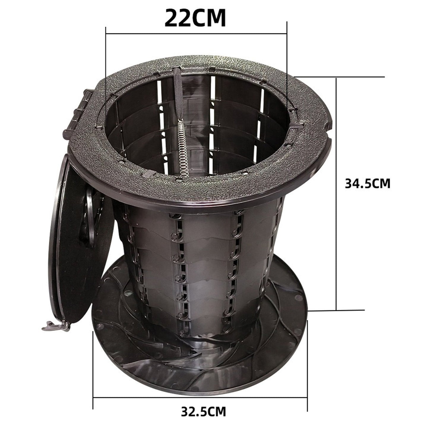 折り畳みトイレスツール円形 ブラック(ホルダー付き) LC01-ZD009