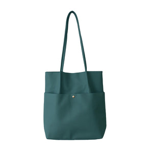 合皮シンプルタックトート バッグ BLGR