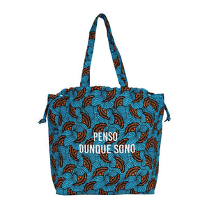 e.e.p.ラタプリントトート リーフ/BL