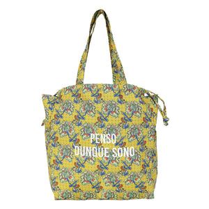 e.e.p.ラタプリントトート フラワー/YL