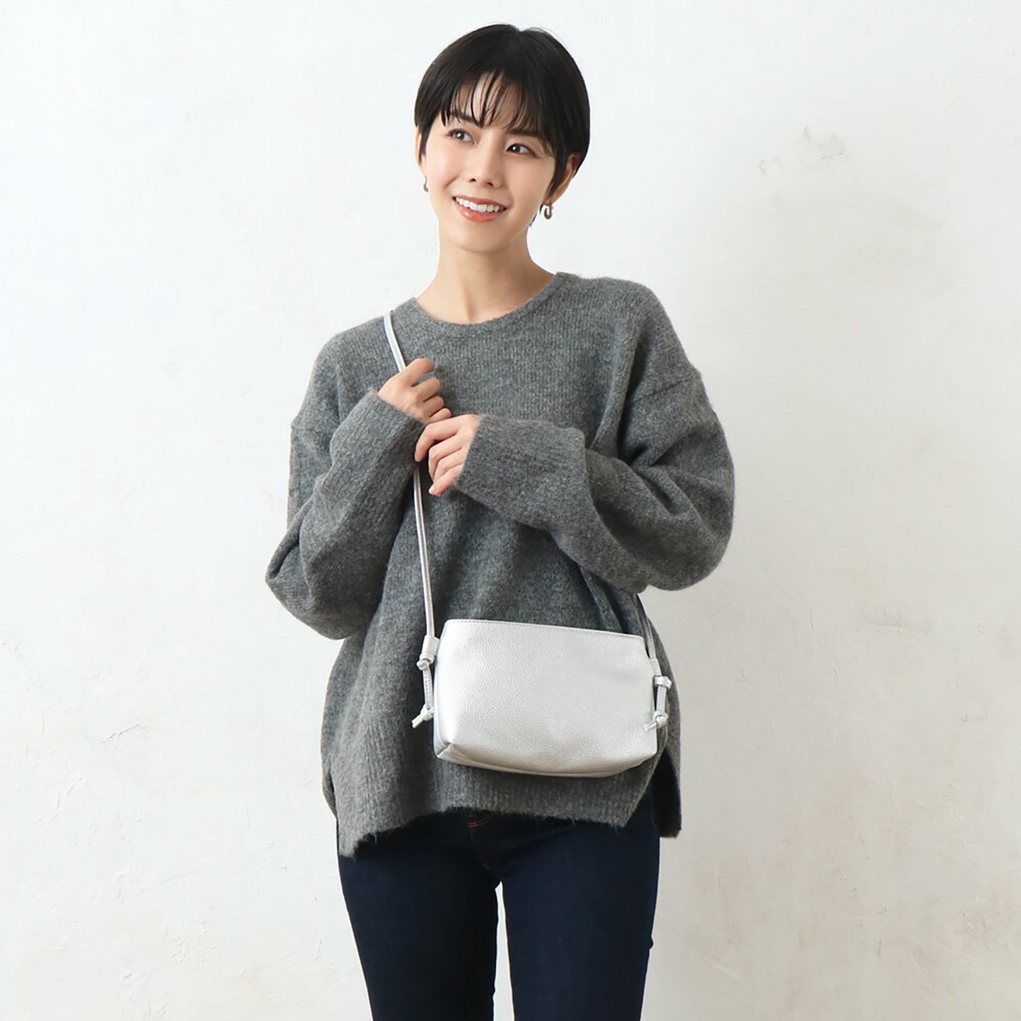合皮シンプル あおりポケットショルダー BLGR