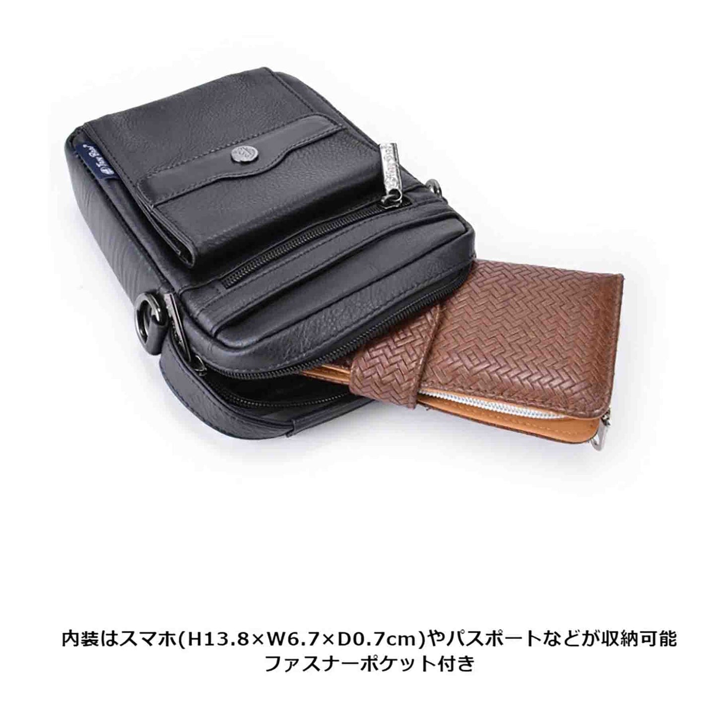 Troy Bros シュリンク 縦ショルダーバッグM 7013 ブラック