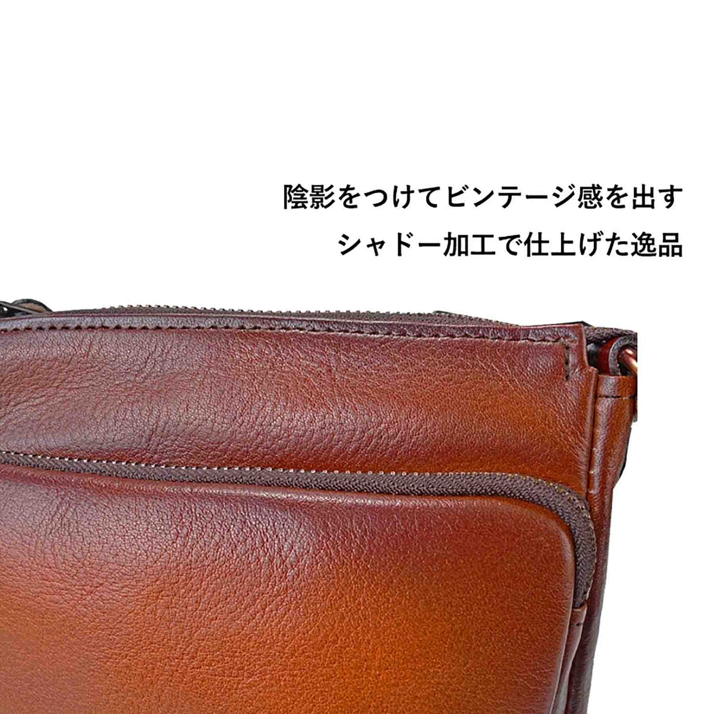 ジェムベーシック 牛革シャドー 角ポーチ 1520 ブラウン