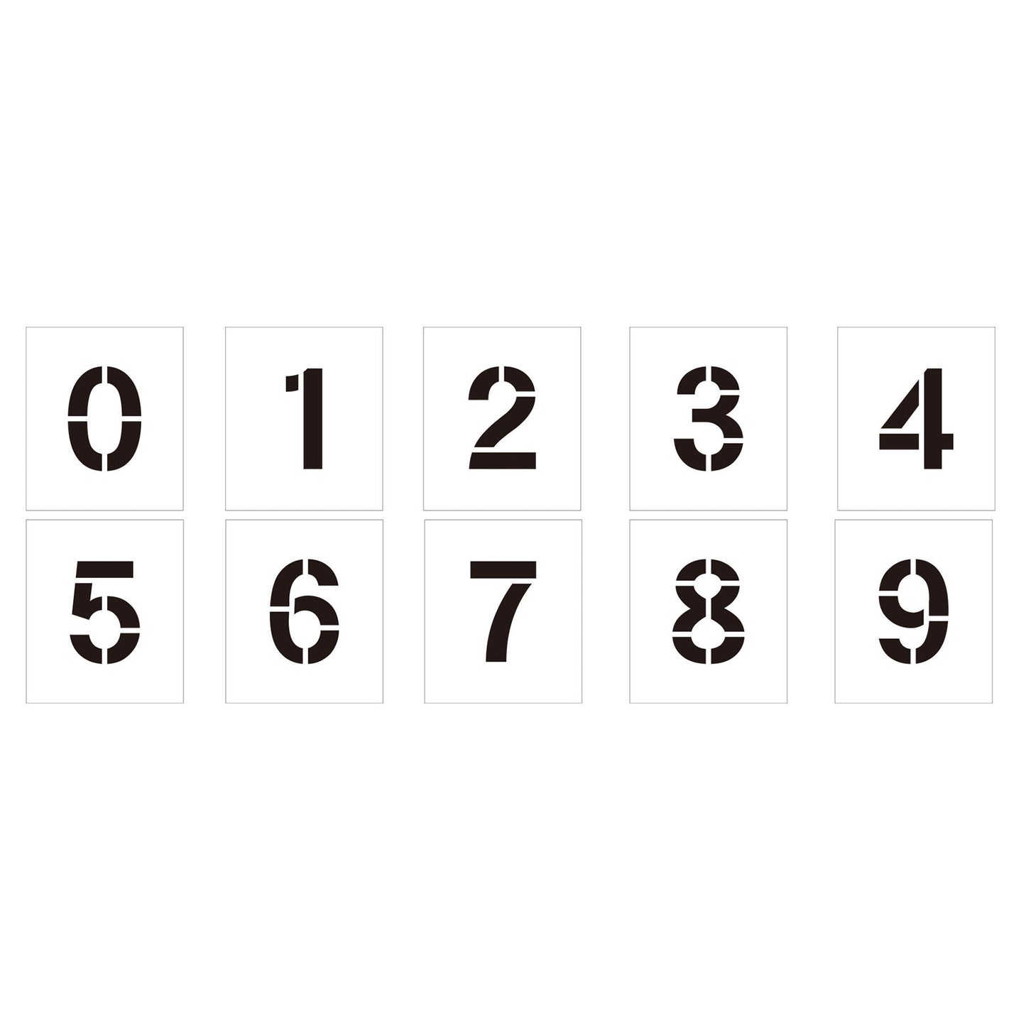 吹付けプレート ステンシル 文字高150 数字0~9セット マグネット