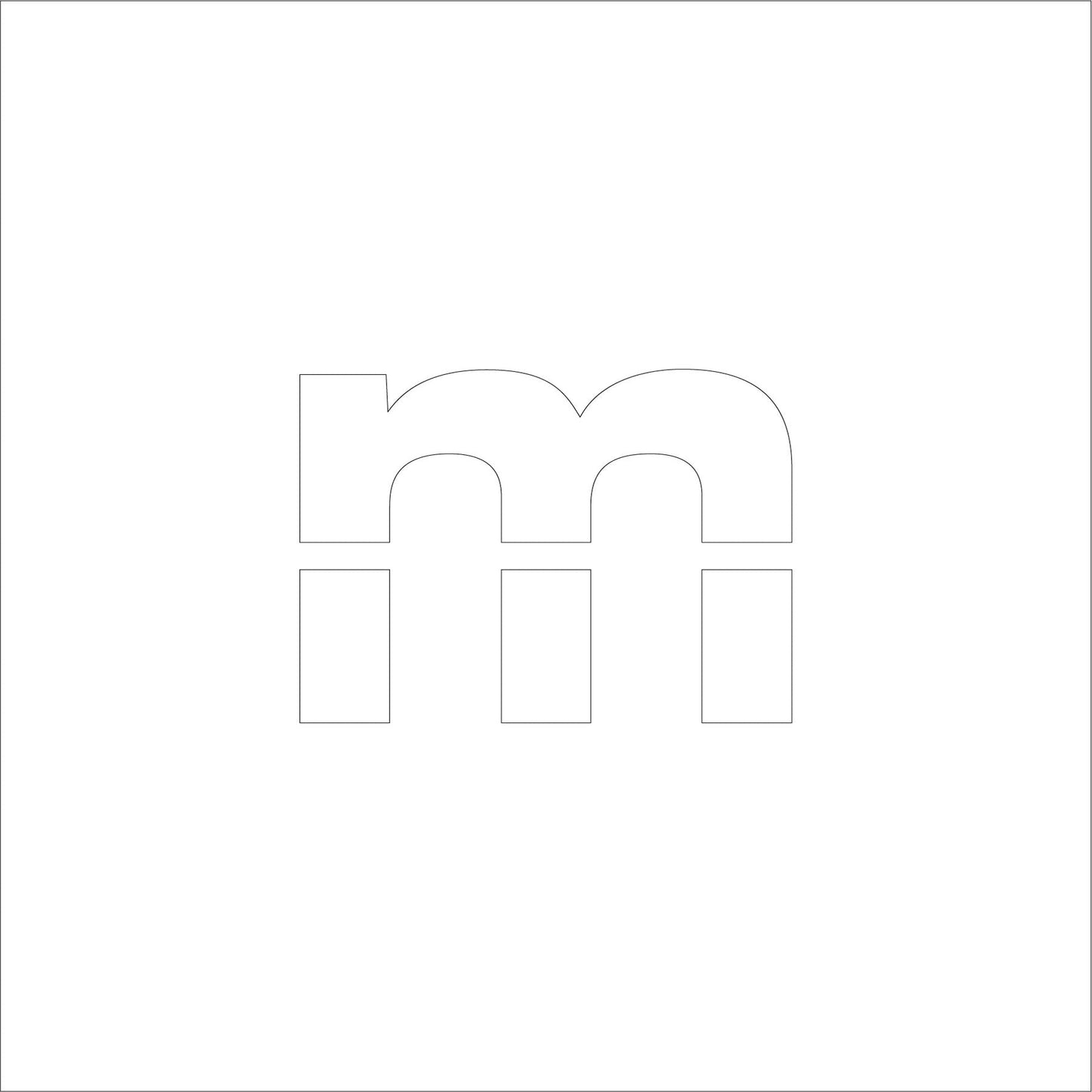 吹付けプレート ステンシル 文字高200 アルファベット小文字m マグネット