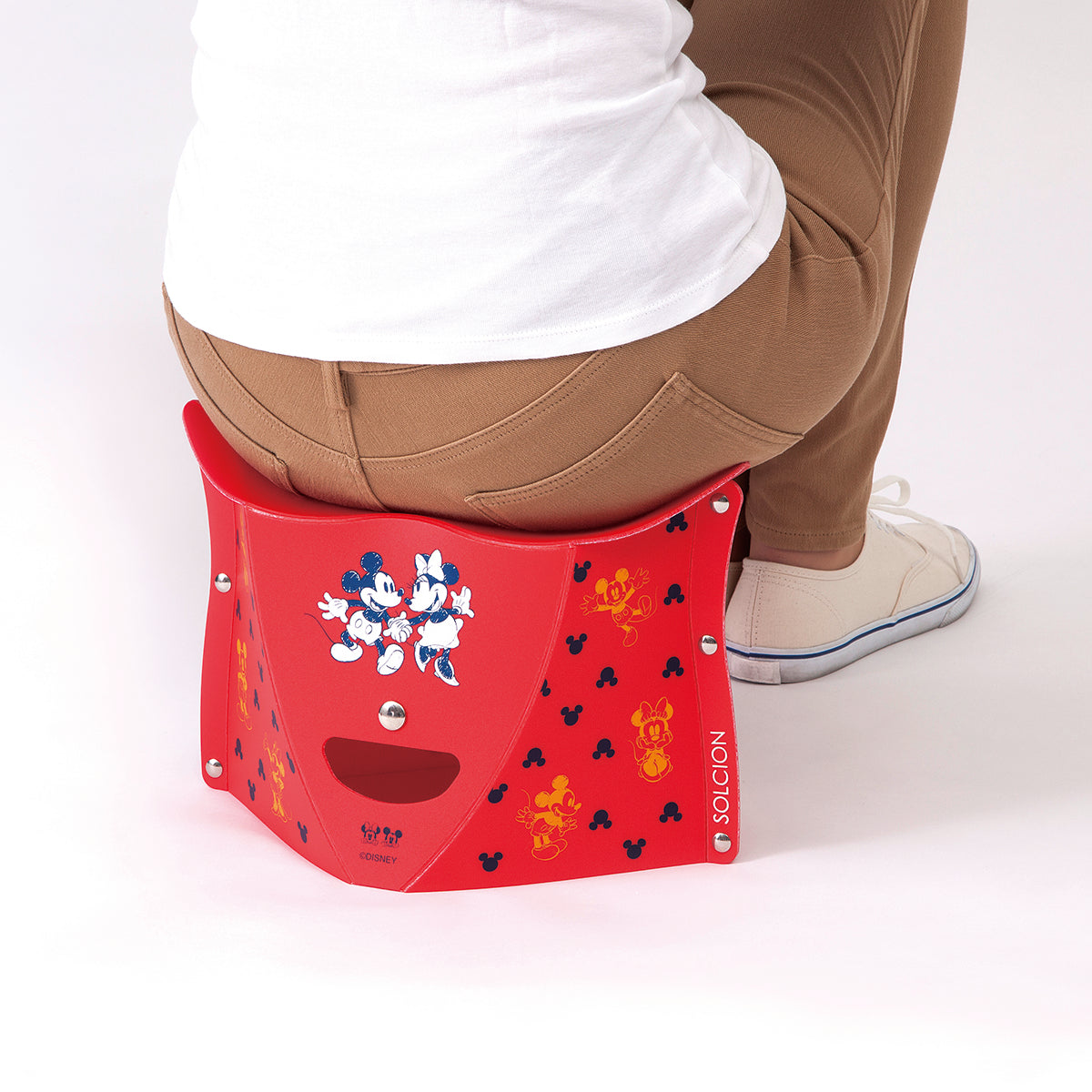 PATATTO180 折りたたみ椅子 Disneyミッキー&ミニー レッド