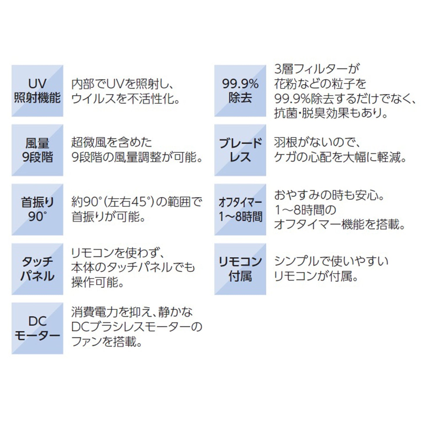 空気清浄・UV照射機能付ツインエアーサーキュレーター 白