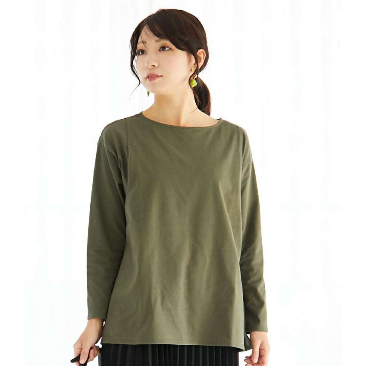 CARINO ベーシックT(長袖) カーキ