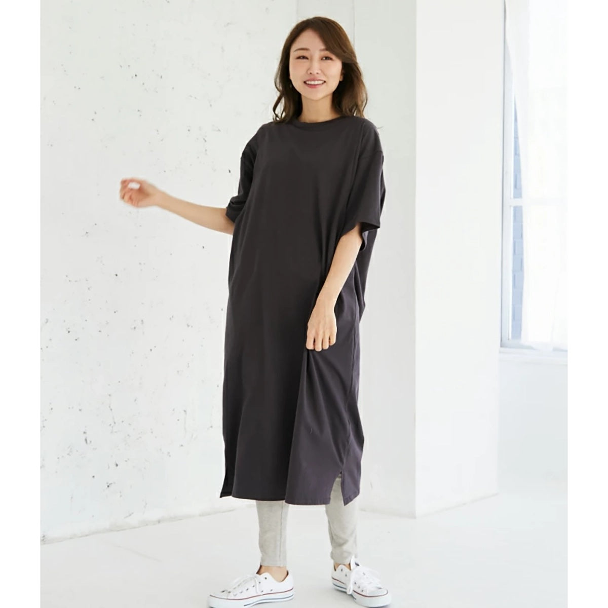 シンプルワンピース チャコール