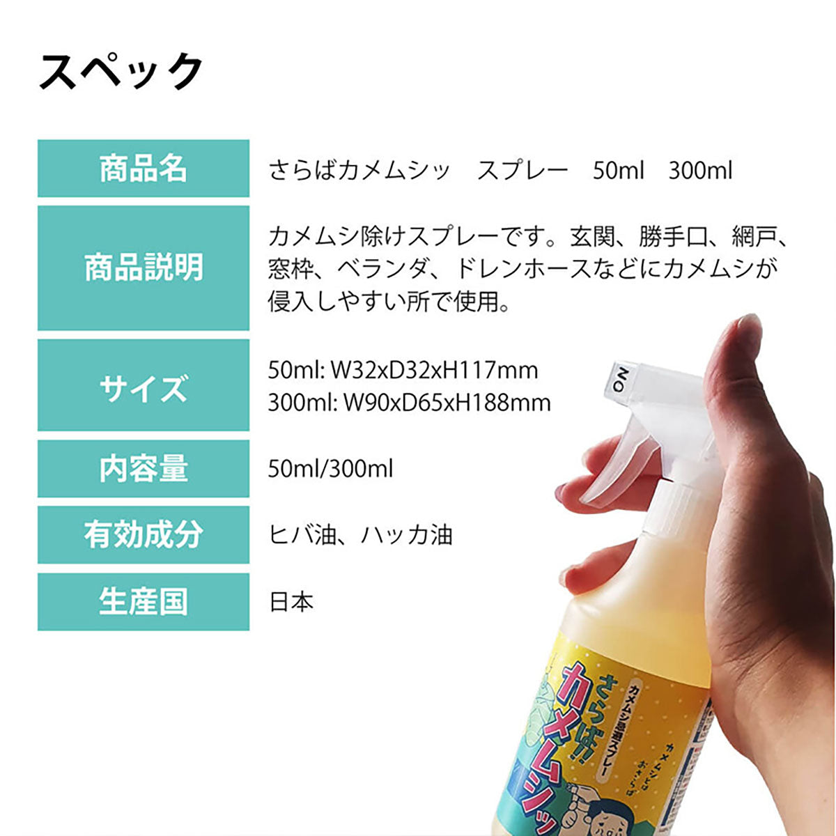 さらば!! カメムシッスプレー 50ml カメムシ忌避剤 カメムシ対策 天然由来