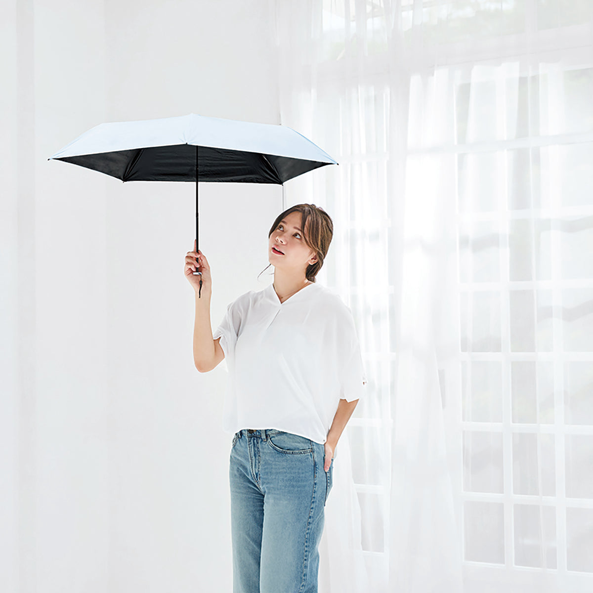UVAir+ 晴雨兼用折りたたみ傘 アイボリー