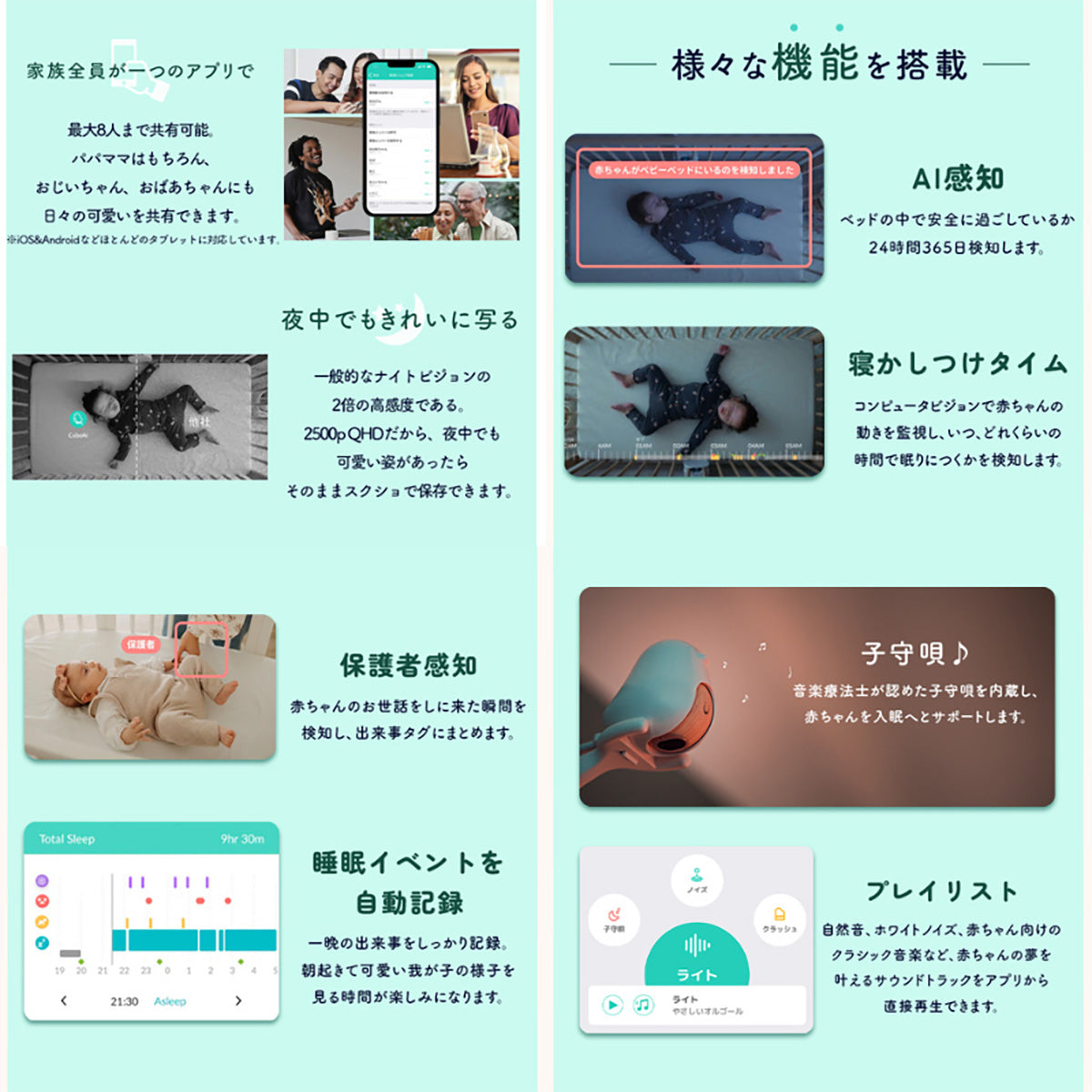 Cuboai 第3世代 ベビーモニター 見守りカメラ