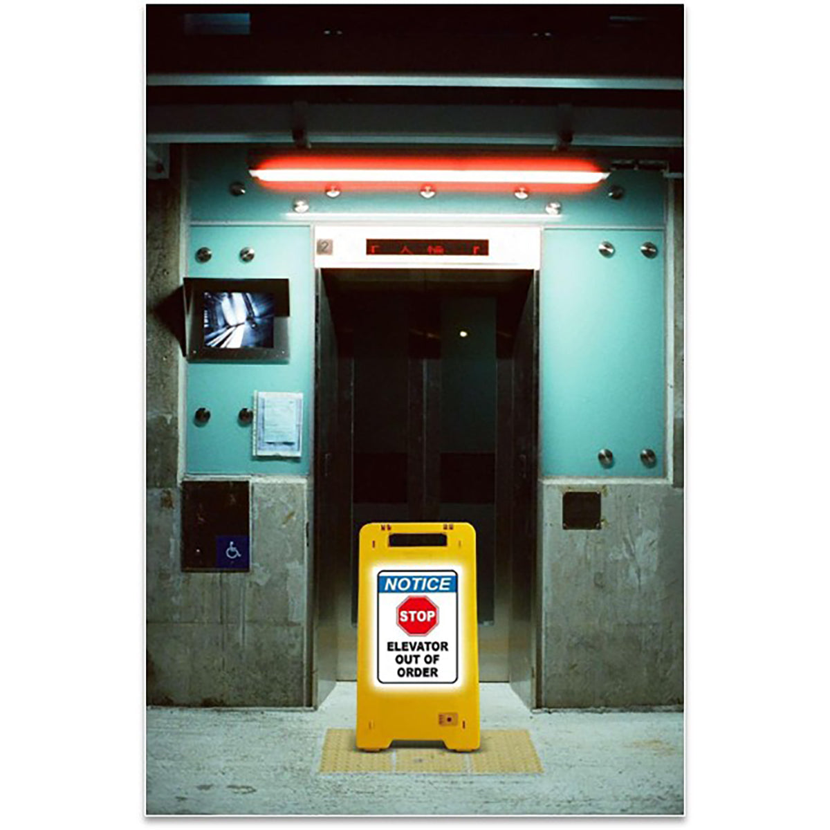 ソーラー・充電式LED サインスタンド 注意変電設備