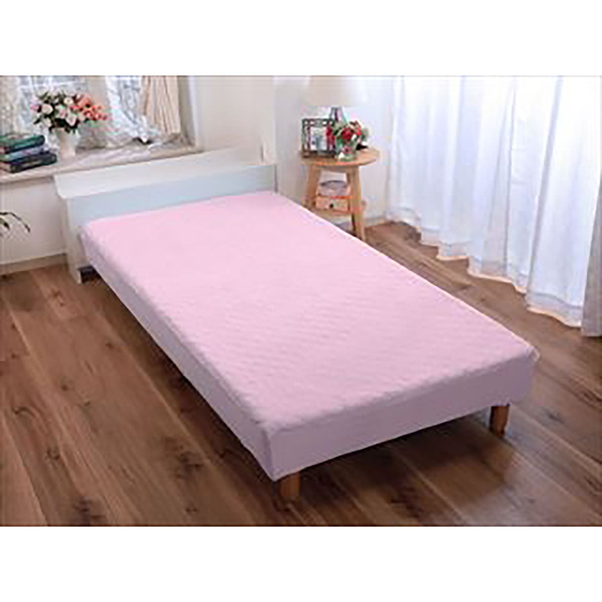 パッド一体型タオル素材ボックスシーツ ピンク シングル