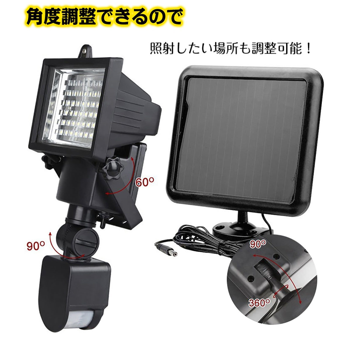 ソーラーセンサー LED投光器 防犯対策