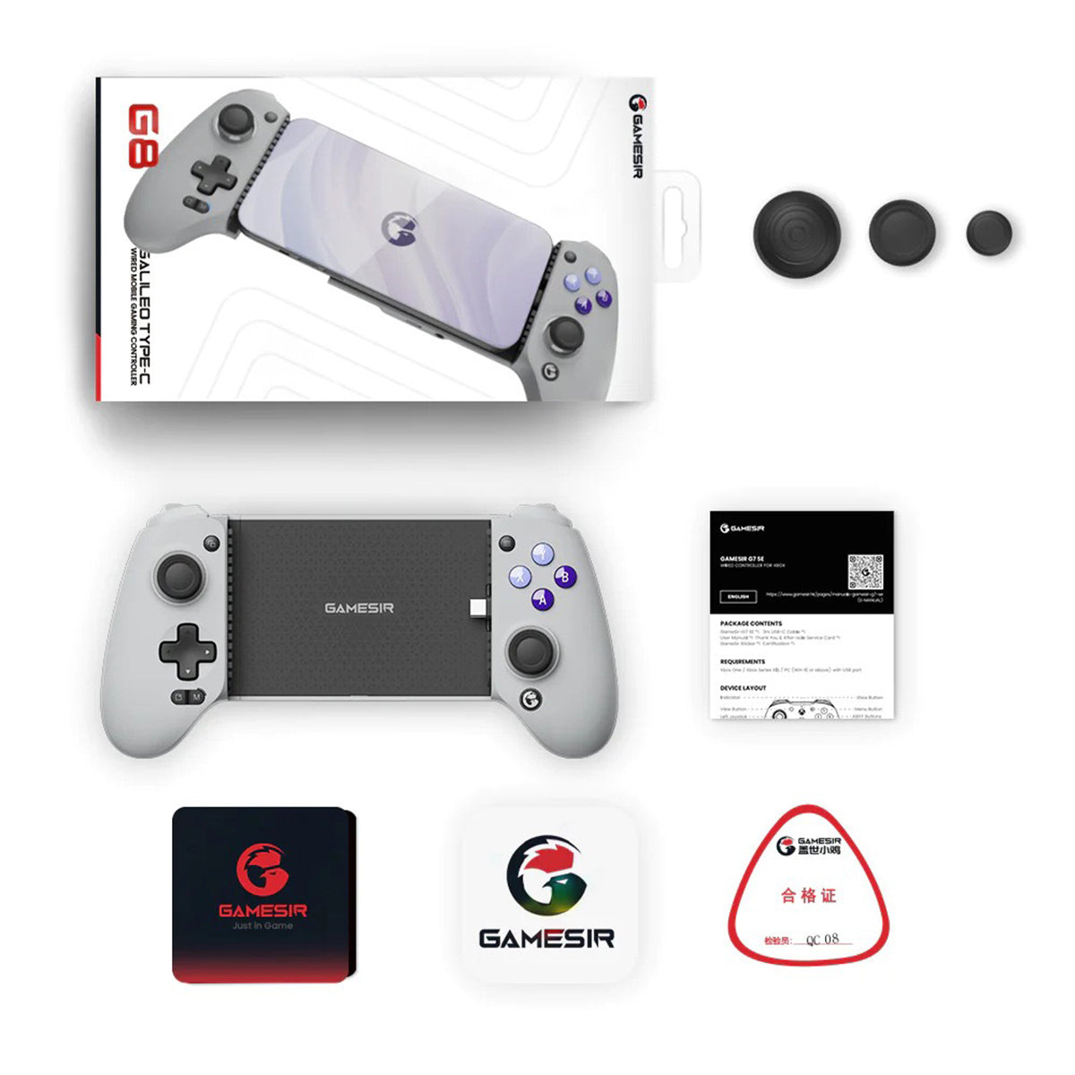USB-Cゲームジョイスティック グレー GameSi G8 幅210×奥行55×高さ110