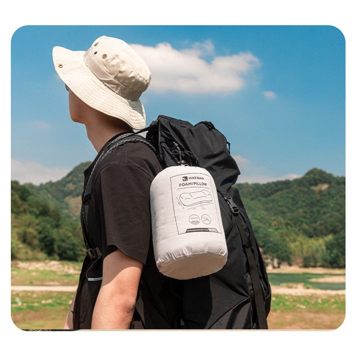 携帯用折り畳み枕(水色) HK24SS043 幅430×奥行110×高さ220