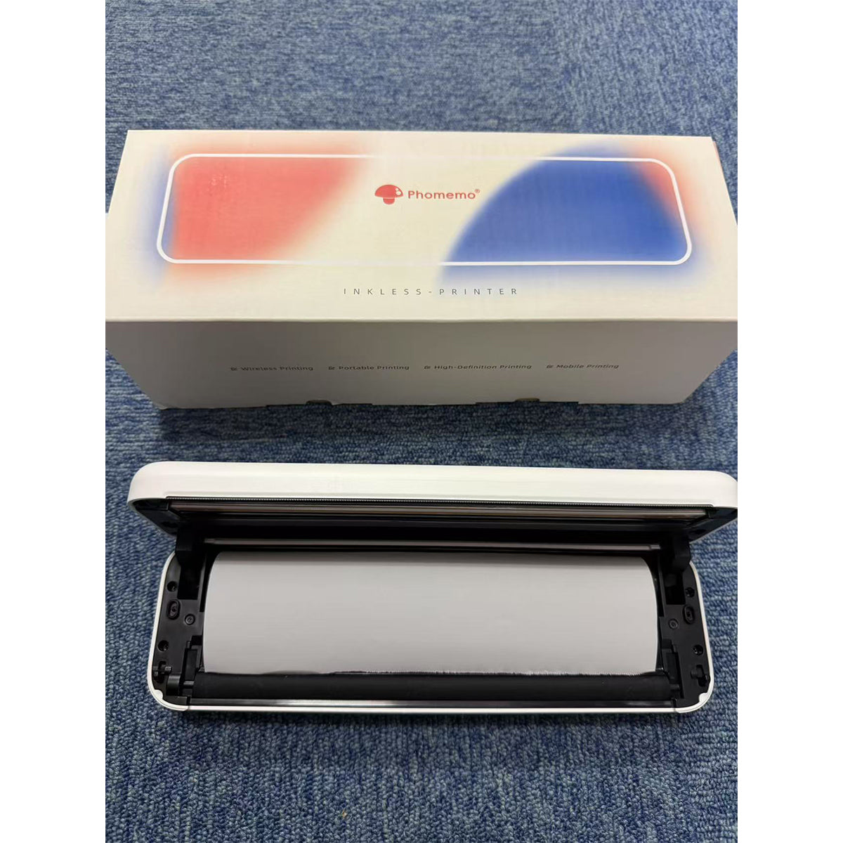 phomemoモバイルプリンター(ロール紙・平面紙対応)ホワイトM834 幅262×奥行45×高さ75