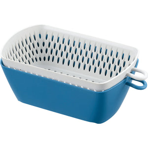チリトリ ザル ボウル カク 調理器具 ブルー 幅11×奥行20×高さ8cm