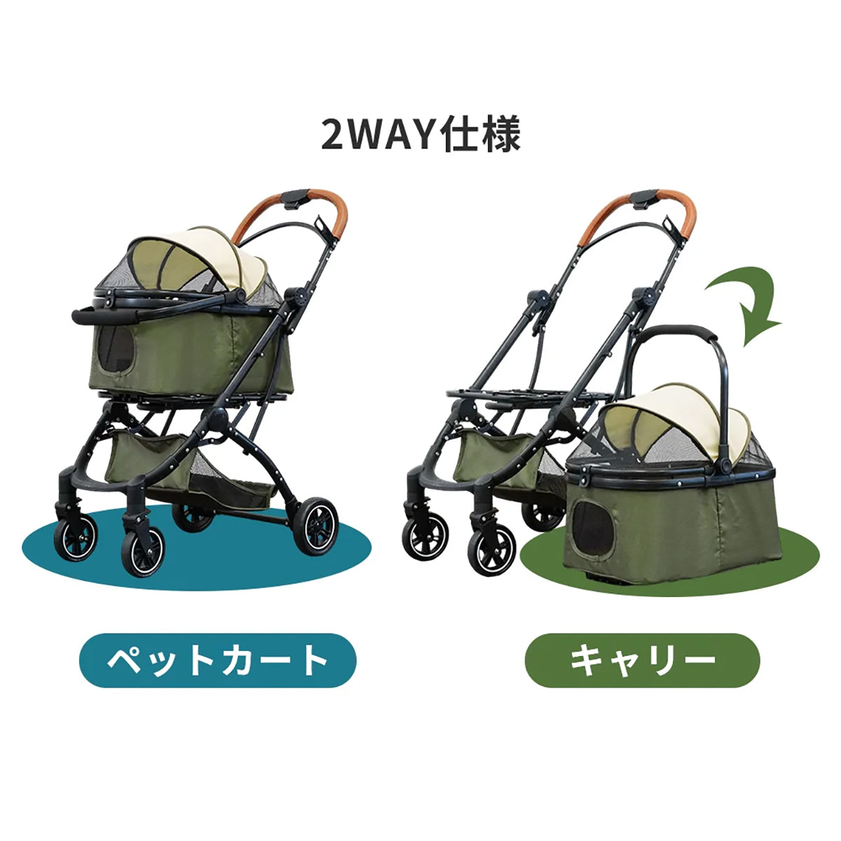 FUTURE FOX Nyan's Wan's ペット キャリーワゴン 2WAYタイプ 折り畳み式