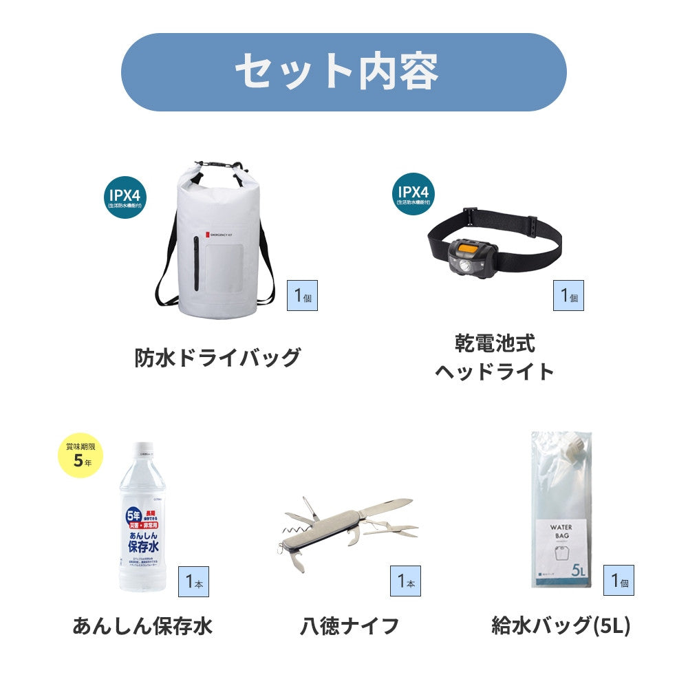 防水ドライバック17点セット 非常用 防災セット 20L
