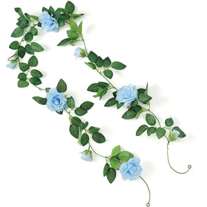 フェイクグリーン ガーランド バラ 青