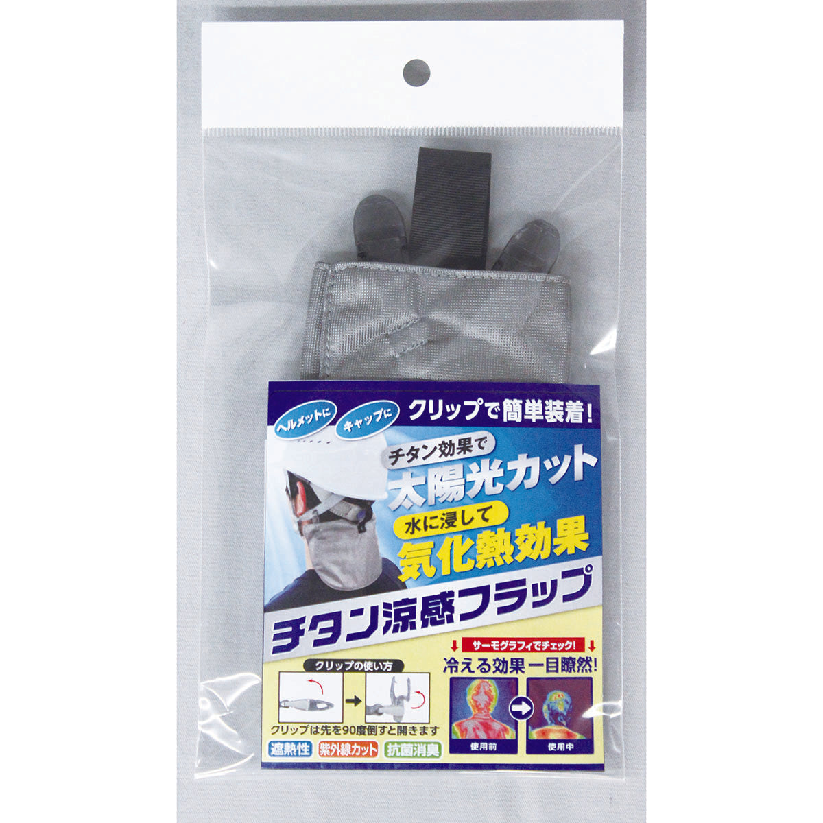 チタン涼感 フラップ ヘルメット インナーキャップ 紫外線カット