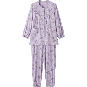 ワンタッチのびのびストレッチパジャマ パープル S/M/L/LL/3L/4L