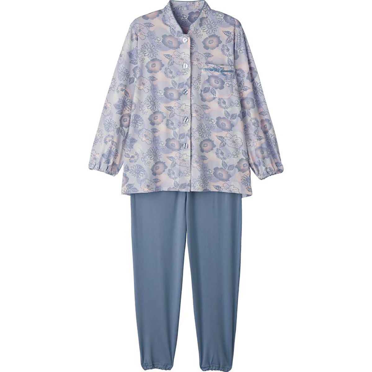 ワンタッチのびのびストレッチパジャマ パープル S/M/L/LL/3L/4L