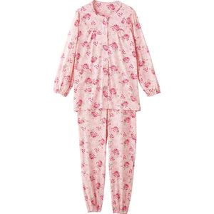 大きめボタンのびのびストレッチパジャマ ピンク S/M/L/LL/3L/4L